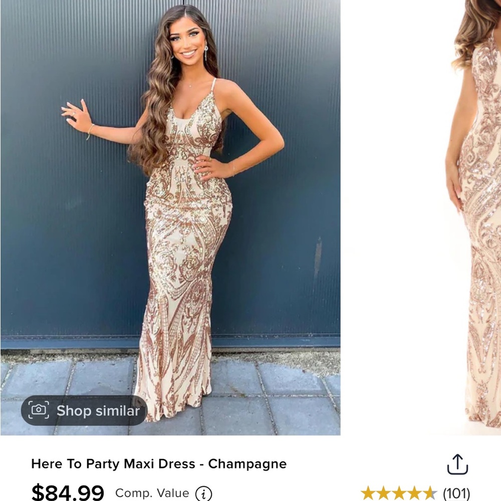 Champagne Maxi Dress with Paisley Design